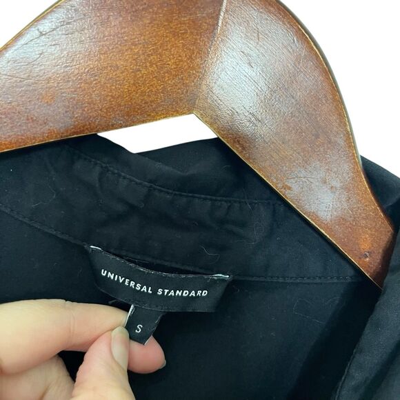 Universal Standard Fine Shirt Dress Black Asymmetrical Midi Women’s Size 14-16 - Picture 8 of 10